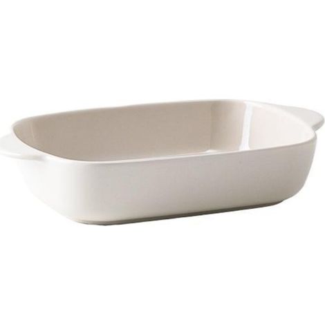 Small rectangular ceramic casserole dish, beige clay