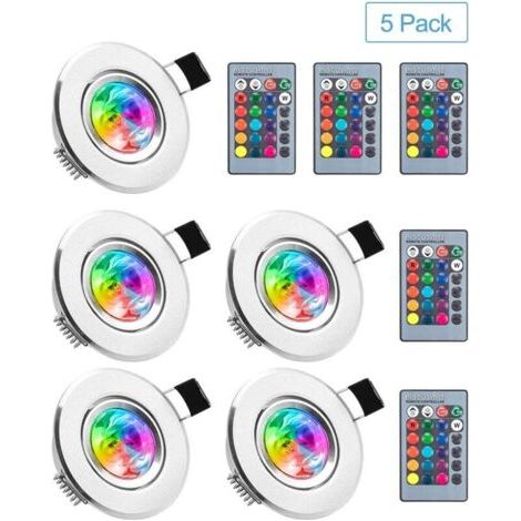 LED Spot Encastrable 5pcs RGB Multicolore Ampoules avec Télécommandes 220V 16 Couleurs Dimmable Lampe de Plafond du Jour Plafonnier Encastré pour Salon Veranda Maison Chambre Salle de Bain Classe éner (1/4)