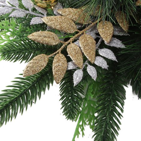 Décoration de Noël Artificielle en Guirlande Résistante à la Décoloration pour Porte, Mur, Salon, Cuisine, Magasin, Jardin