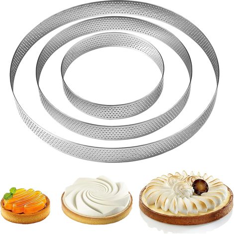 3 Pièces Cercle Tarte Perforé Ø 10/15/20 cm,Cercle a Tarte perforé (1/5)