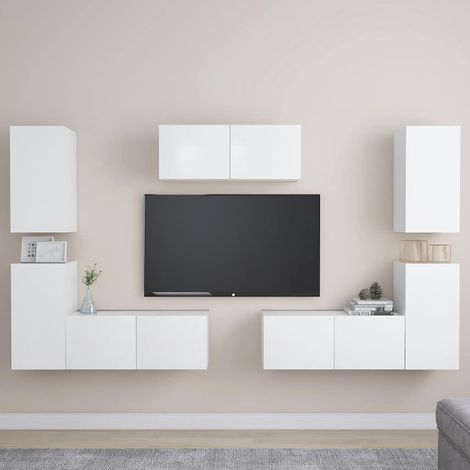 Ensemble de meubles TV 7 pcs-Banc TV-Meuble Télé Blanc Bois d'ingénierie 268469 (1/5)