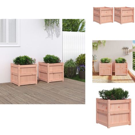 Jardinières 2 pcs bois massif douglas - Jardinières En Bois - Pots De Fleurs Exterieur - Bac À Fleurs - Décoration Jardin - Bois De Douglas (1/5)