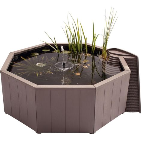 Blagdon Liberty No Dig Nature Pool, stagno rialzato per giardino o patio, costruzione facile da montare, con pompa galleggiante a fontana solare, piattaforma di atterraggio per uccelli, scala di (1/5)