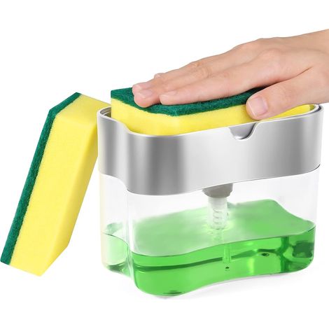 Dispensador de jabón, plástico ABS+PC, bomba de una mano, capacidad de 385 ml, libre de BPA, cocina (1/5)