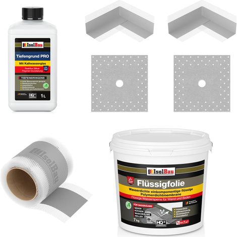 Dichtset Flüssigfolie 7kg Dusche Dichtband Dichtfolie Tiefengrund Dichtecke Bad (1/5)