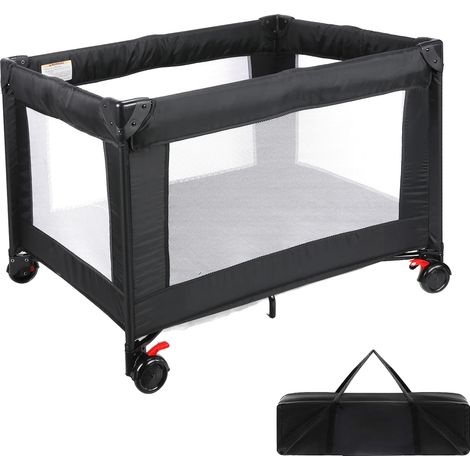 Lit de bébé portable, table à langer, parc, Noir (1/2)