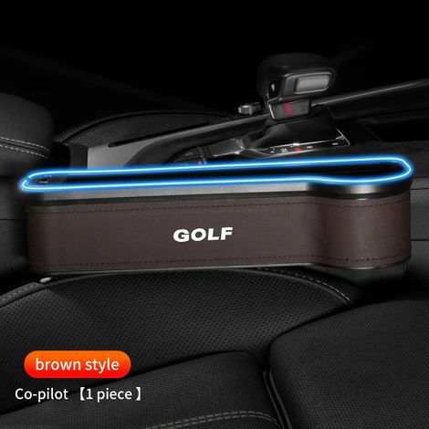 (Pour côté droit marron) Boîte de rangement en cuir pour siège auto, accessoires pour VW Golf 4, 5, 6, 7, R400, TCR, MK2, MK4, MK5, MK6, MK7, R (1/5)