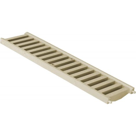 First Plast – Grille mi-renforcée pour caniveau 130mm – PVC anti-choc – Résistance 7500KG – Longueur 500mm – Couleur sable (1/2)