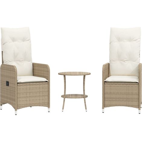 Maison Exclusive - Gartensessel 2 Stk. Verstellbar mit Tisch Beig