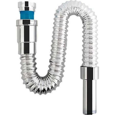 Tuyau d'évacuation flexible - AVIZAR - 41 cm - Finition chromée - Plastique renforcé - Pour évier/lavabo