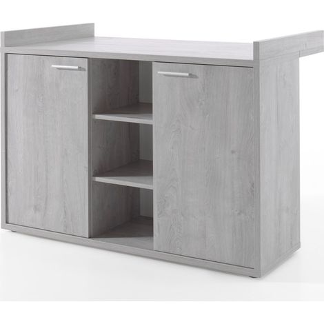 Cómoda para bebé robusta con cambiador integrado color gris efecto madera colección MATHEO