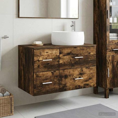 vidaXL Bathroom Furniture Set 2 pcs Smoked Oak Engineered Wood (1/5)