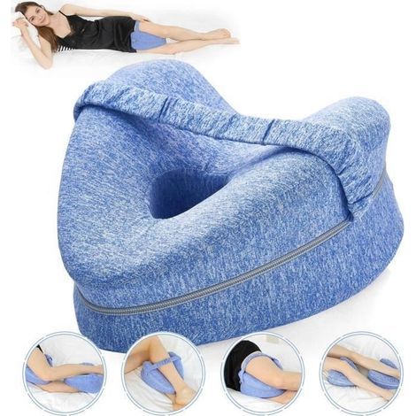 Kniekissen für Seitenschläfer, Beinkissen, ergonomische Kniestütze, orthopädisches Beinkissen aus Memory-Schaum (Blau) (1/4)