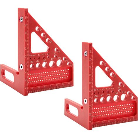 Sollbry 2 pièces 3D Multi Angle Équerre Menuisier,Multifonctionnel en Aluminum Règle de Équerre Charpentier avec Différents Types de Trous,Règle de Mesure (1/5)