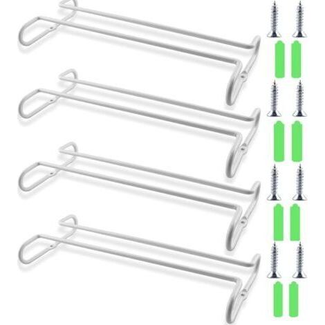 Paquet de 4 Supports à Verres à Vin, Support de Verres Sous étagère d'armoire, Rangement avec Support de Verres à Pied, Support de Verre à Vin pour Armoire de Cuisine, Bar, Blanchedengyank