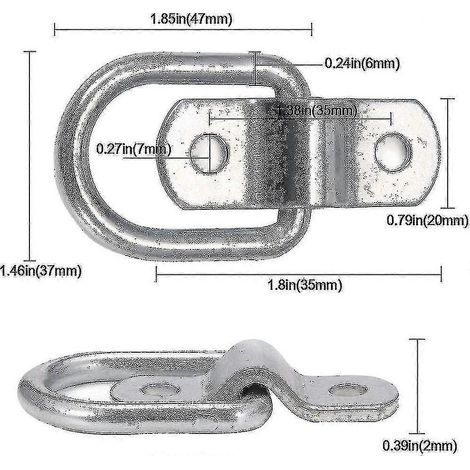 Anneaux d'arrimage, anneaux en D en acier inoxydable, points d'ancrage pour remorques, fourgonnettes, bateaux, camions tout-terrain, vans à chevaux, cordes (1/2)