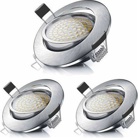 Spot encastrable LED, plafonnier encastrable 5W équivalent à une lampe halogène 50W, blanc chaud 3000K 470LM, spot orientable IP44 pour salle de bain, salon, couloir (3 pièces) [Classe énergétique A+ (1/5)