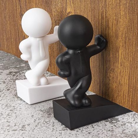 Set mit 2 dekorativen Türstoppern, die Ihre Tür effektiv offen halten, schwarz und weiß (1/4)