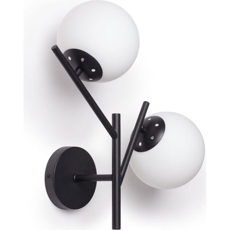 – Applique de salle de bain en métal et verre noir – Type E27 – Compatible ampoules LED – Design élégant pour espaces modernes (1/5)