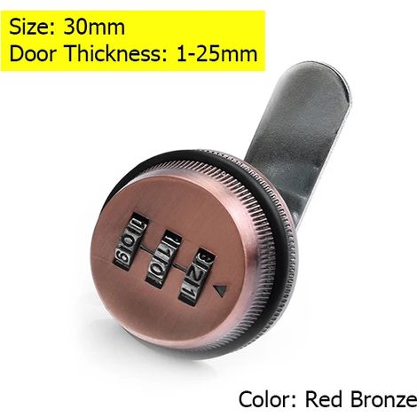 (Couleur cuivre, 30 mm) Serrure à combinaison à came, serrure à combinaison pour armoire, serrure de sécurité en alliage de zinc (1/4)
