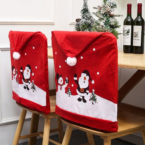 Set mit 2 hochwertigen Weihnachtsstuhlhussen – Weihnachtsmannmütze – Weihnachtsstuhldekoration – Stuhlhussen mit Weihnachtsmotiv – Frohe Weihnachten (60 x 49 cm) (1/4)