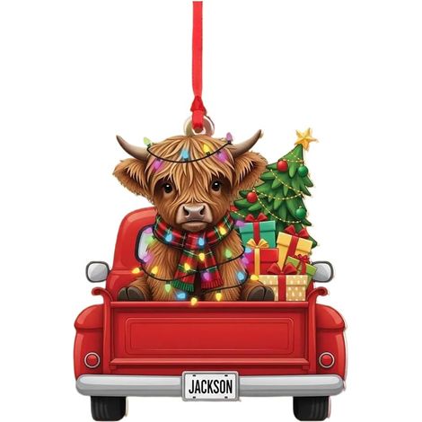 Décorations De Noël en Forme De Vache des Highlands Décorations De Fêtes en Rusic Vache Des Highlands Ornements pour Intérieur Arbre de Noël Hôtel Chambre Salon Entrée Fête (1/5)