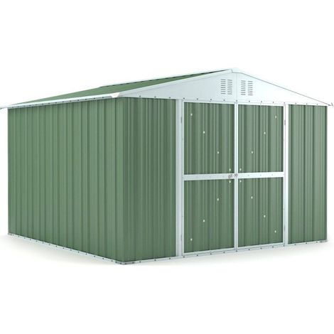 Casetta Box da Giardino in Lamiera di Acciaio Porta Utensili 327x307x217 cm Enaudi Verde (1/5)