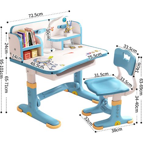 Bürostuhl-Set und TISCH,höhenverstellbarer Lerntisch mit Schubladenstuhl-Set.Beistelltische (1/5)