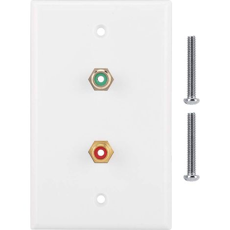 Doppi connettori RCA – placca a muro bianca – inserto centrale – subwoofer/stereo – confezione multipla