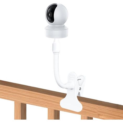 Support pour caméra bébé, support pour babyphone, support universel pour moniteur, clip flexible, support pour caméra avec vis 1/4 pouce, chambre d'enfant, berceau, blanc (1/5)