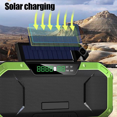 Notfall-Solarradio mit Handkurbel, Taschenlampe, Powerbank und SOS-Alarm für Camping und Wandern (1/5)
