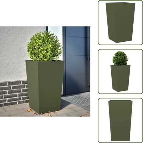 vidaXL Jardinière vert olive 45x45x75 cm acier (1/5)