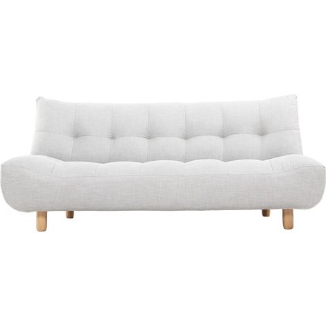 Miliboo – Canapé convertible scandinave 3 places en tissu gris clair – Dossier multi-position – Piètement en chêne – Dimensions L189 x P102 x H89 cm (1/8)