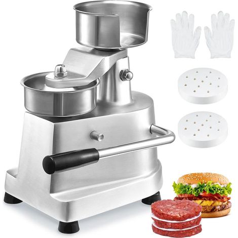 Presse à Hamburger Commerciale 100 mm de Diamètre Machine à Burger Manuelle en Inox SUS304 Presse Steak Haché avec Poignée Ergonomique Papiers Gants pour Hamburgers Galettes Barbecue Pique-nique (1/5)