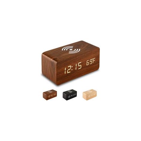 Réveil numérique avec chargeur sans fil LED, affichage température, rouge – (1/5)
