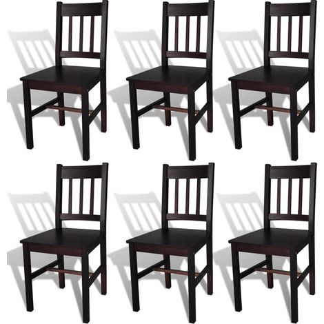 Lot de 6 chaises de salle à manger cuisine design classique pinède marron foncé CDS022570 (1/5)