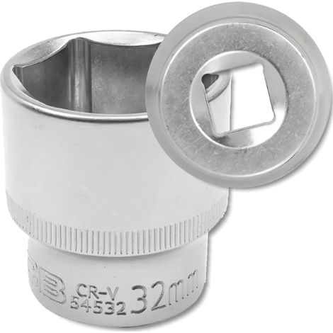 Bussola JCB da 1/2" 32 mm a 6 punte in acciaio Cr-V