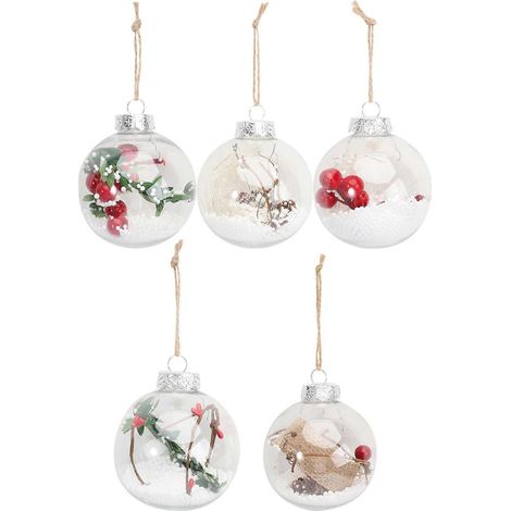 lot de 5 décorations de Noël en plastique transparent avec boules de Noël-8cm (1/2)