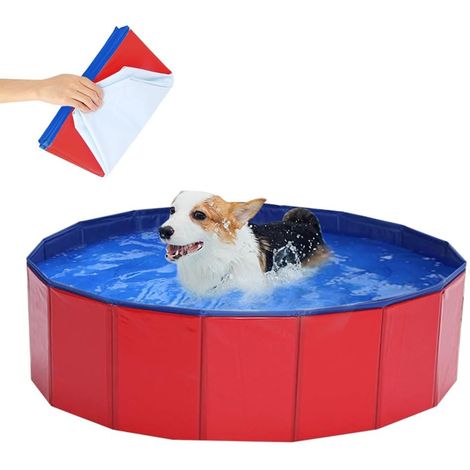 1 Piscine Pour Chien, Pliable, Valve De Vidange, Antidérapante, PVC, Petit Chien Et Chat