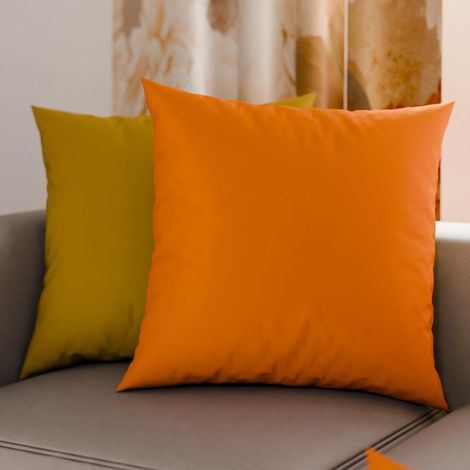 Lot de 2 Taies d'oreiller de Lit 35x35 cm, Housses de Coussin Unies Double Face Orange Jaune, Taie Oreiller 100% Microfibre Hypoallergénique (1/3)