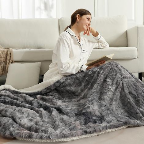 Couverture Chauffante 150×200cm, Plaid Chauffant Gris-Noir (1/5)