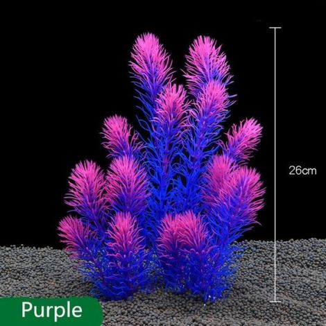 Décoration - aquarium,Gazon artificiel en PVC vert de 26cm, fausse fleur pour Aquarium, décoration de paysage - Type Wine red-26cm (1/4)
