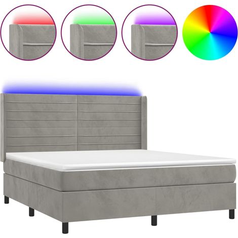 Maison Exclusive - Letto a Molle Materasso e LED Grigio Chiaro 180x200 cm Velluto (1/5)