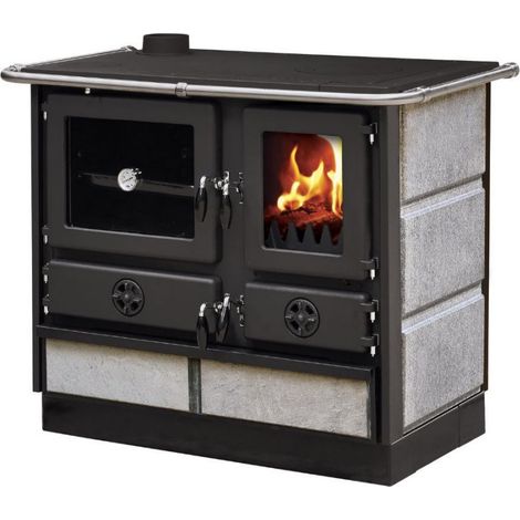 Interstoves – Cuisinière à bois MAGNUM MBS en fonte – Sortie côté gauche – Double combustion – 70% fonte – Plaque de cuisson haute température – Grand four (1/5)