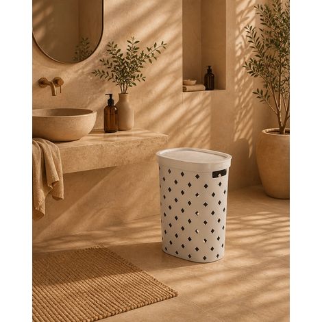 Exagonshop Cesto portabiancheria in plastica bianco Fiber