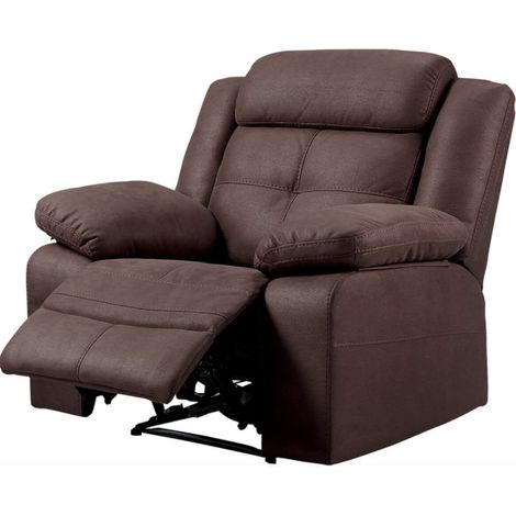 Fauteuil de relaxation électrique nubuck chocolat Pinya (1/3)