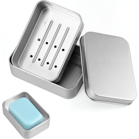 Porte-Savon Voyage Aluminium Argenté avec Couvercle (1/5)