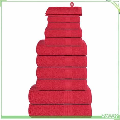 Ensemble de serviettes 12 pcs - 137106 - 100% coton - 360 g/m² - rouge (1/5)