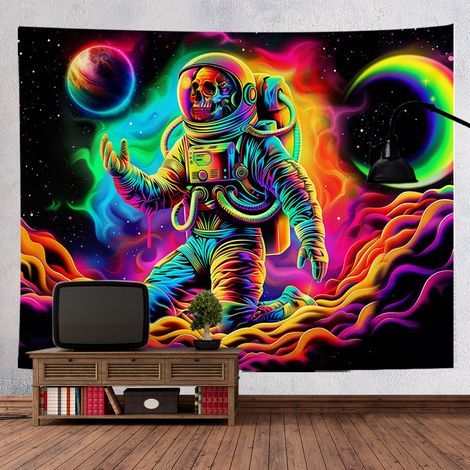 Tapisserie murale décorative pour la chambre, peinture fluorescente, tapisserie tête de mort, décoration suspendue d'Halloween