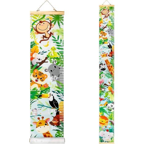 Toise Murale Enfant Animal, Tableau de Croissance Enfants Dessin animé Toile mur Pendaison Règles, Decoration Chambre Bebe Fille Garçons 190 cm 20 cm (1/5)